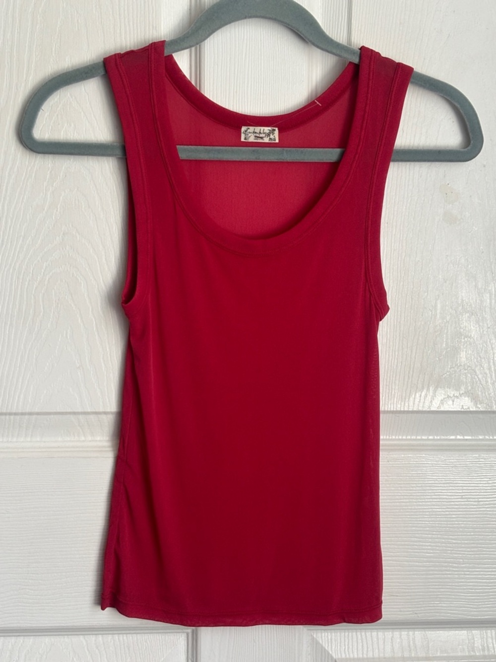 Intimately Free People Sheer Tank Top Deep Pink Scoop Neck Tank Top size XS